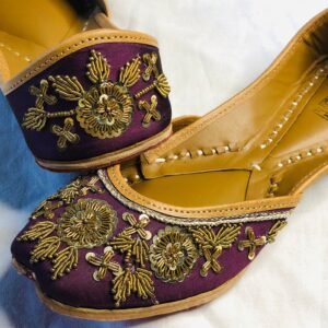 Zardosi Wine Embroidery Jutti.