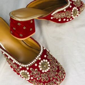 Red Wedding Heel Mules Juttis