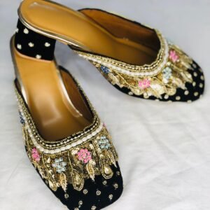 Black Multi Wedding Heel Mules Juttis.