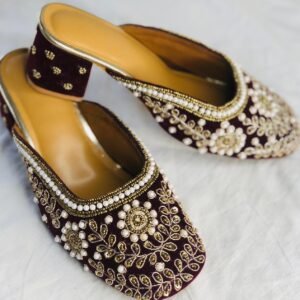 Maroon Wedding Heel Mules Juttis.
