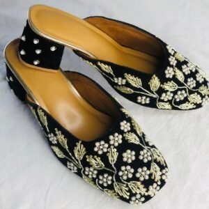 Black Wedding Heel Mules Juttis.