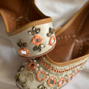 Sky Grey Mirror Embroidery Jutti.